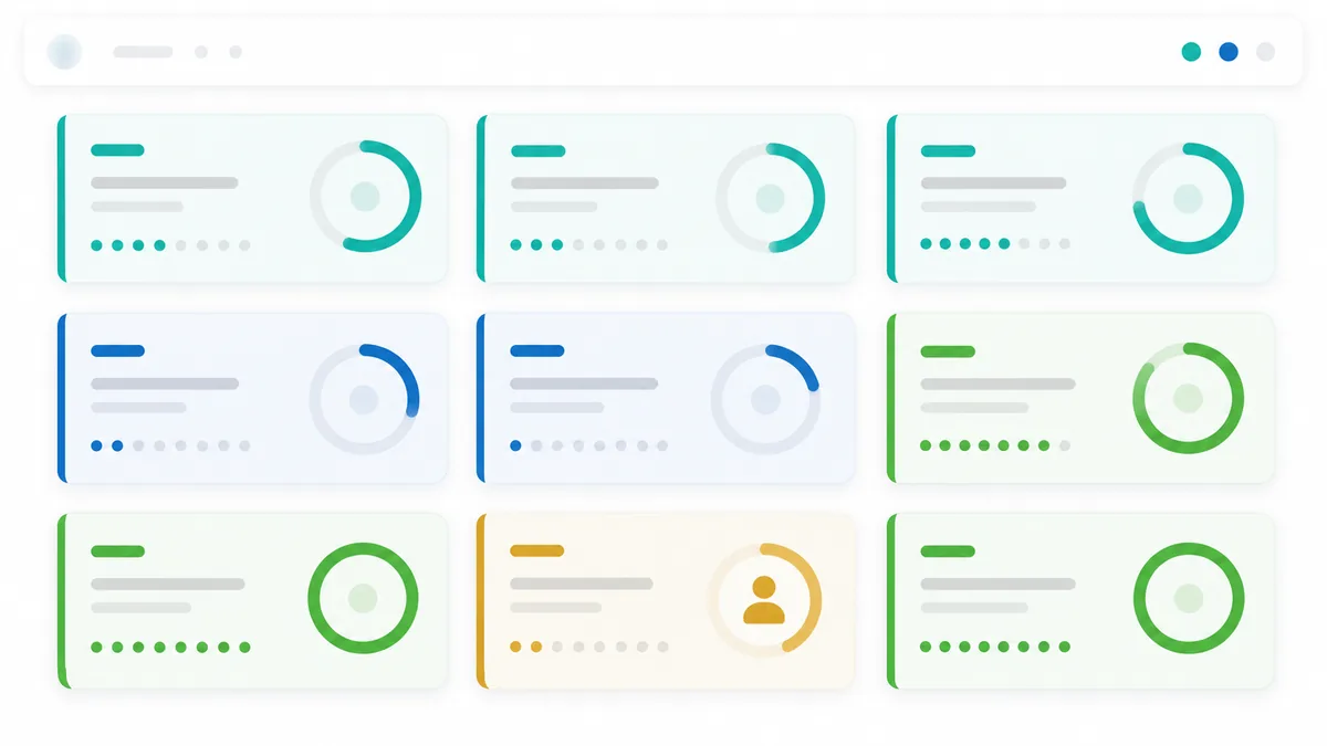 Agent task dashboard showing running, pending, escalated, and completed states with clean teal UI